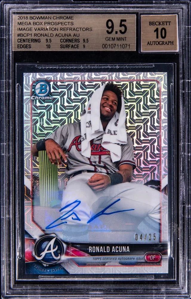 2018 Bowman Chrome Mega Box Ronald Acuna Jr Prospect Autograph Image Variation Refractor #BCP1 card image