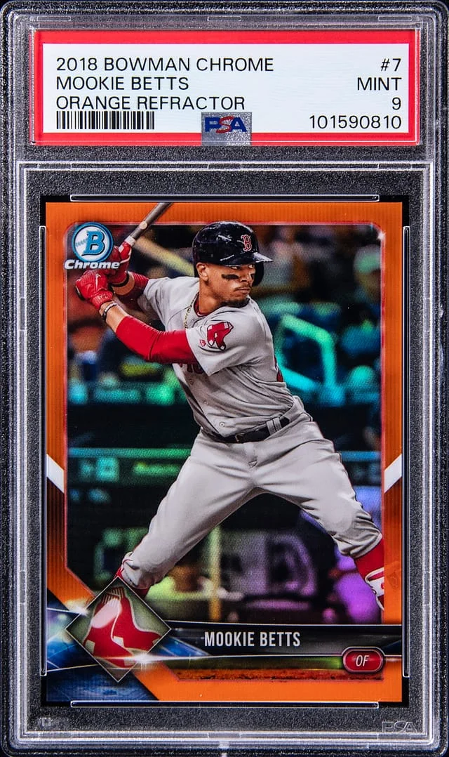2018 Bowman Chrome Mookie Betts Orange Refractor #7 card image