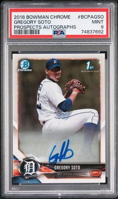 2018 Bowman Chrome Prospects Autographs Bcpagso Gregory Soto #no-number card image