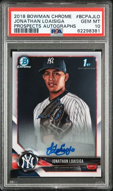 2018 Bowman Chrome Prospects Autographs Bcpajlo Jonathan Loaisiga #no-number card image