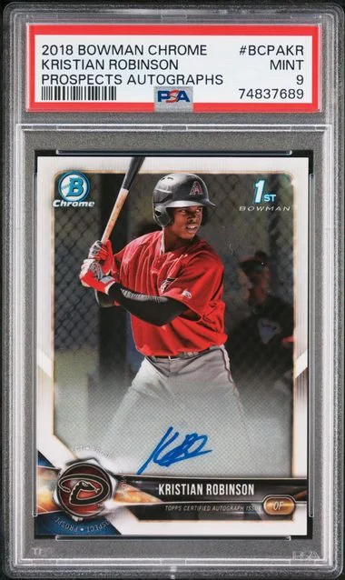 2018 Bowman Chrome Prospects Autographs Bcpakr Kristian Robinson #no-number card image