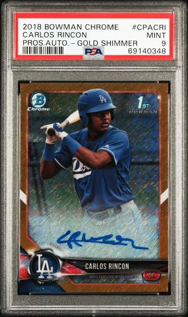 2018 Bowman Chrome Prospects Carlos Rincon Autograph Gold Shimmer #CPA-CRI card image
