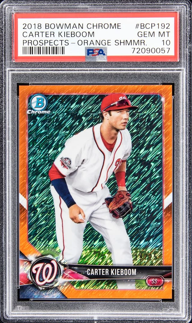 2018 Bowman Chrome Prospects Carter Kieboom Orange Shimmer #BCP192 card image