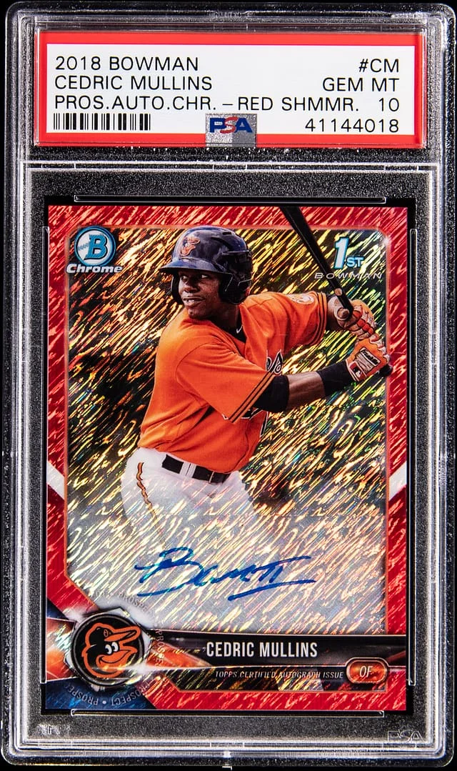 2018 Bowman Chrome Prospects Cedric Mullins Autograph Red Shimmer Refractor #CPA-CM card image