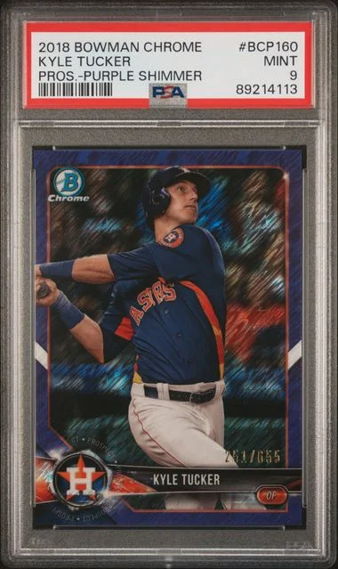 2018 Bowman Chrome Prospects Kyle Tucker Purple Shimmer #BCP160 card image