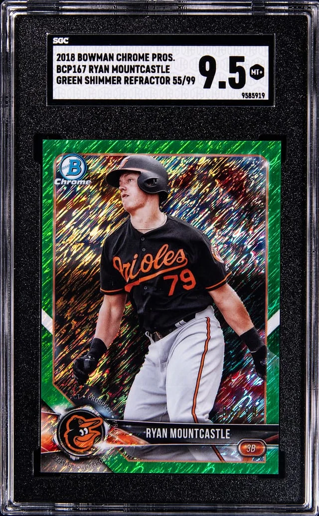 2018 Bowman Chrome Prospects Ryan Mountcastle Green Shimmer Refractor #BCP-167 card image