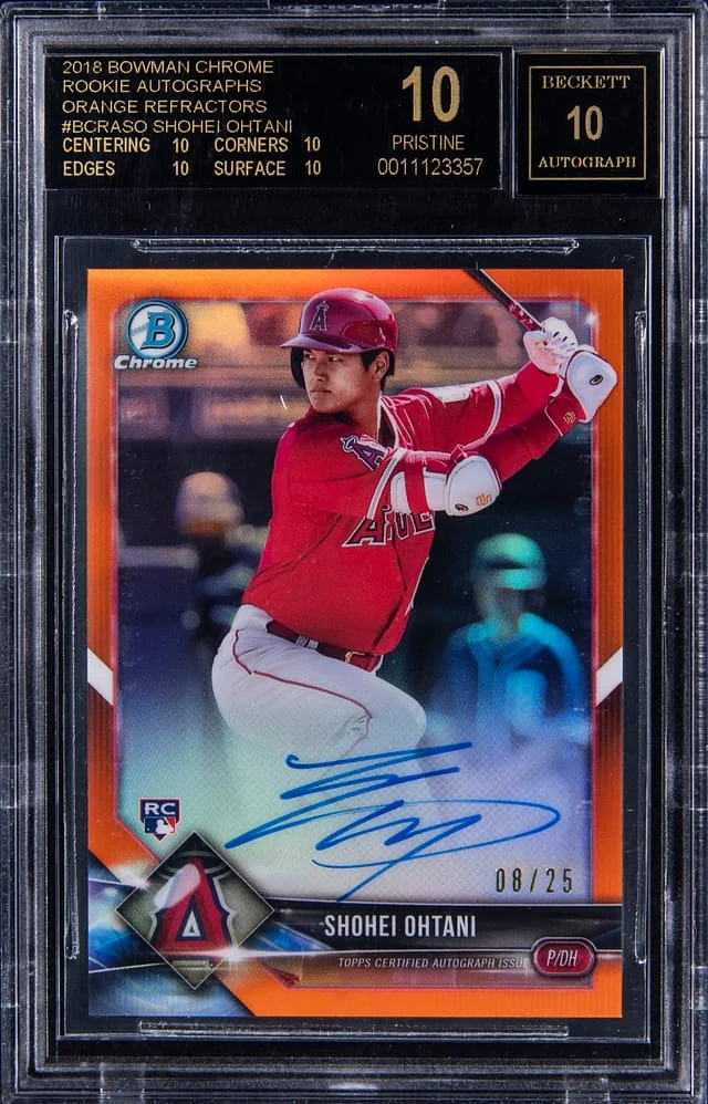2018 Bowman Chrome Shohei Ohtani Autographs Orange Refractors #BCRA-SO card image