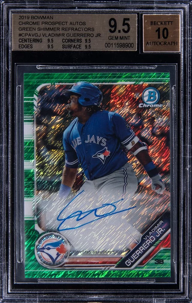2018 Bowman Chrome Vladimir Guerrero Jr. Prospect Autographs Green Shimmer Refractor #CPA-VGJ card image
