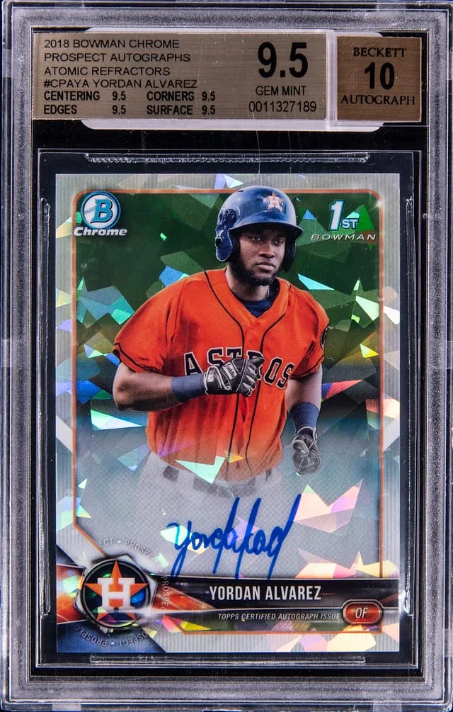 2018 Bowman Chrome Yordan Alvarez Prospect Autographs Atomic Refractors #CPAYA card image