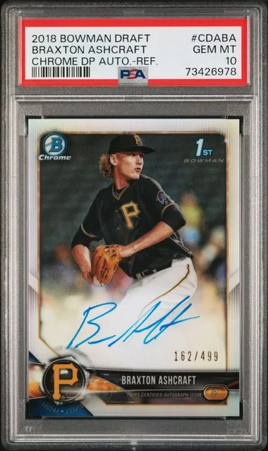 2018 Bowman Draft Chrome Draft Picks Autographs Refractor Cdaba Braxton Ashcraft #no-number card image