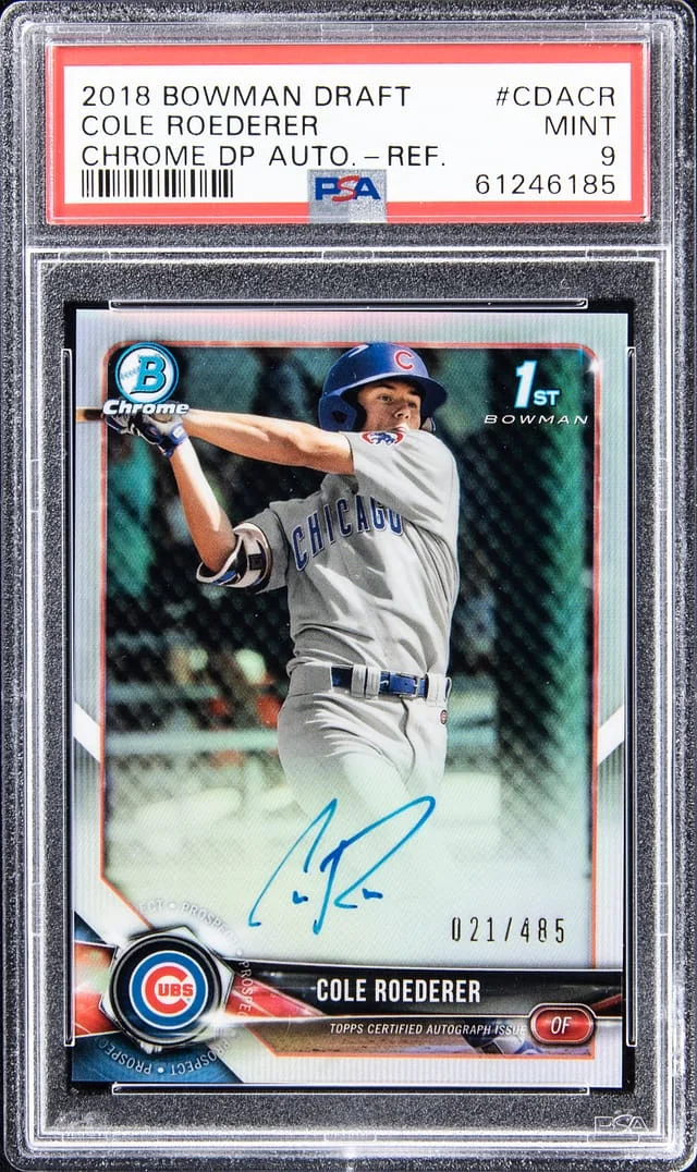 2018 Bowman Draft Cole Roederer Chrome Draft Picks Autographed Refractor #CDA-CR card image