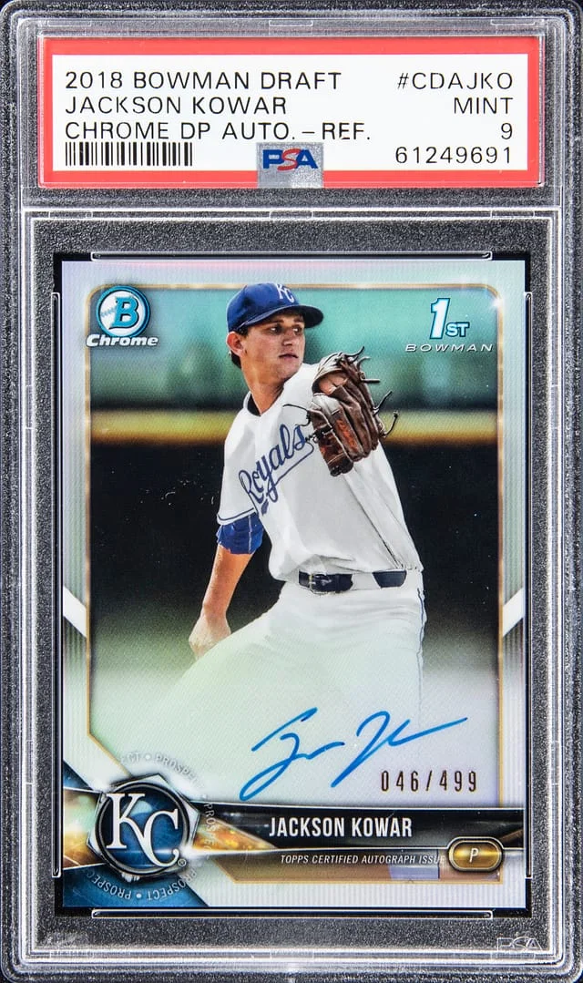 2018 Bowman Draft Jackson Kowar Chrome Draft Picks Auto Refractor #CDA-JKD card image