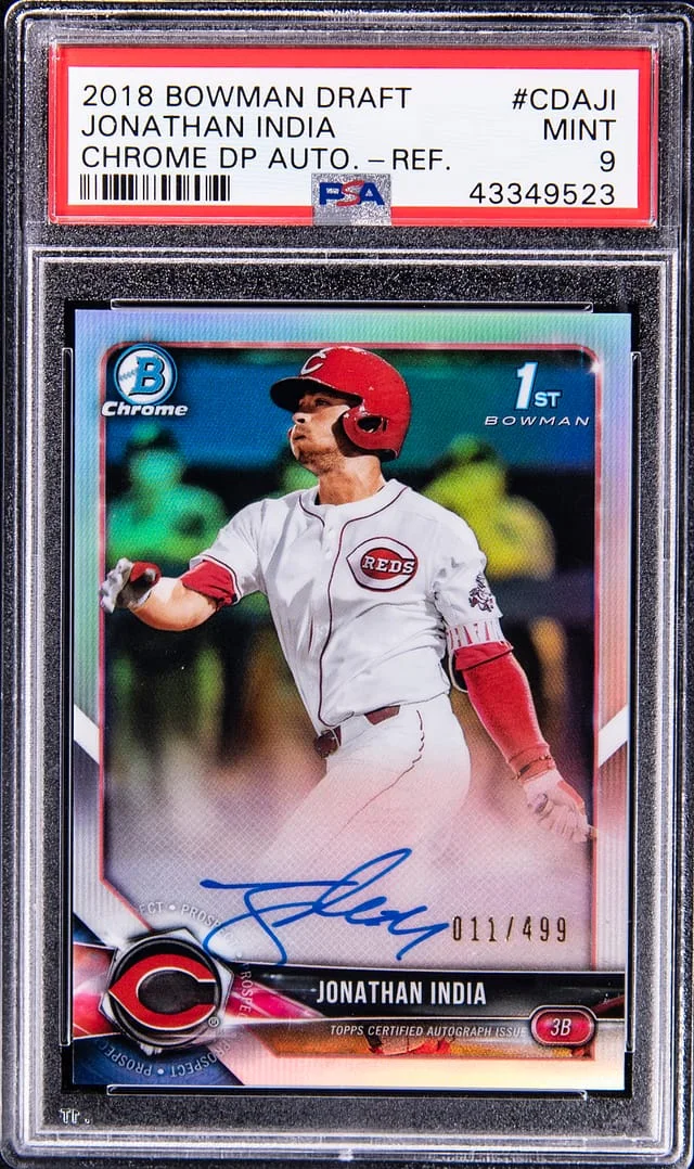 2018 Bowman Draft Jonathan India Chrome Draft Picks Autographs Red Refractor #CDA-JI card image