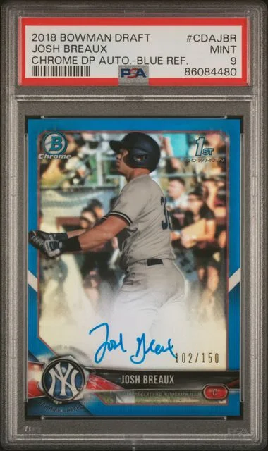 2018 Bowman Draft Josh Breaux Chrome Draft Picks Autographs Blue Refractor #CDAJBR card image