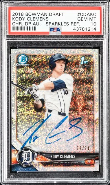 2018 Bowman Draft Kody Clemens Chrome Draft Picks Autographs Sparkles Refractor #CDAKC card image