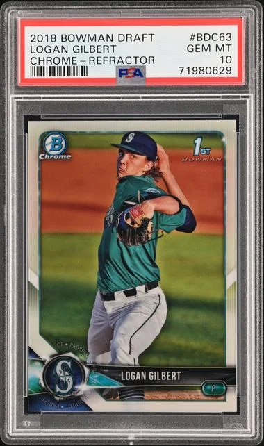 2018 Bowman Draft Logan Gilbert Chrome Refractor #BDC-63 card image