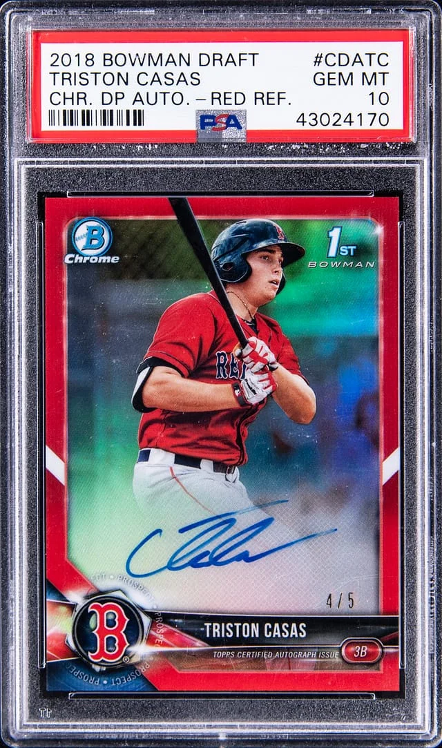 2018 Bowman Draft Triston Casas Chrome Draft Pick Autographs Red Refractor #CDA-TC card image