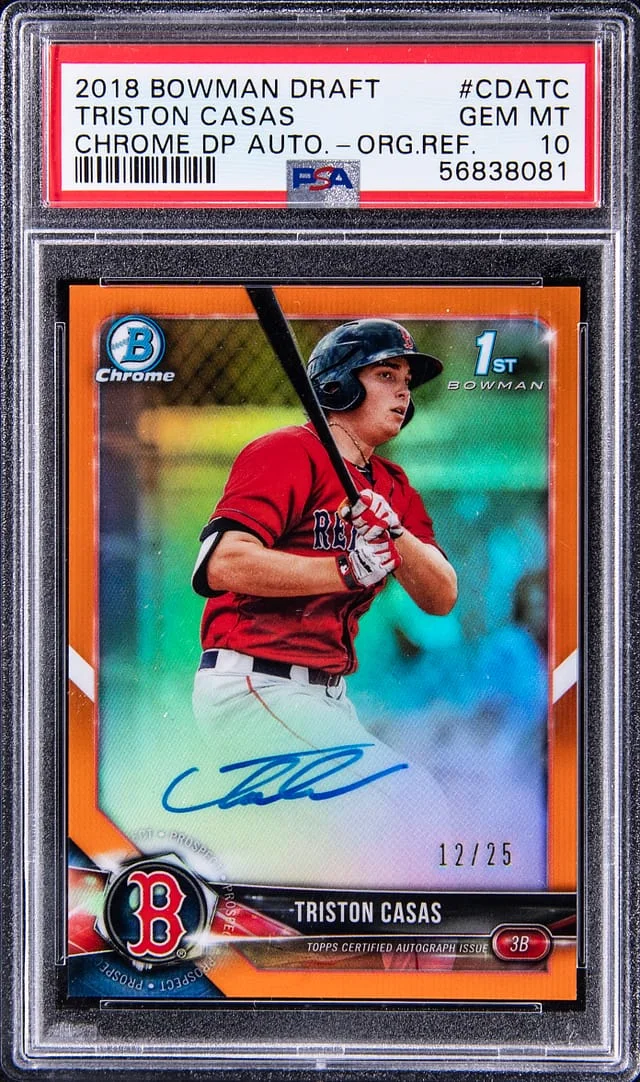 2018 Bowman Draft Triston Casas Chrome Draft Picks Autograph-Orange Refractor #CDATC card image