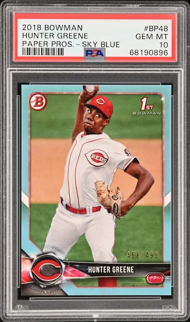 2018 Bowman Hunter Greene Paper Prospects Sky Blue #BP48 card image