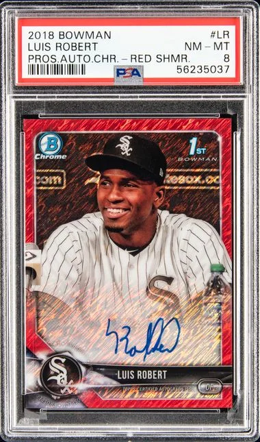 2018 Bowman Luis Robert Prospect Autographs Chrome Red Shimmer #LR card image