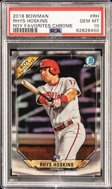 2018 Bowman Of The Year Favorites Chrome Rh Rhys Hoskins #no-number card image