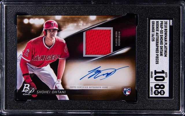 2018 Bowman Platinum Shohei Ohtani Autograph Pieces Orange #PRAP-SO card image