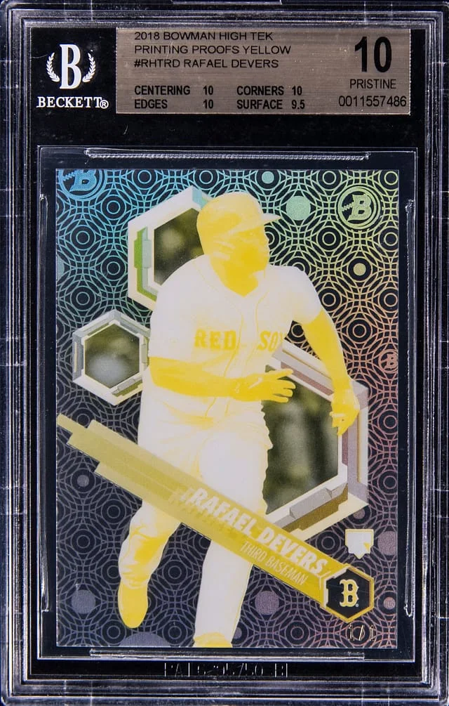 2018 Bowman Rafael Devers High Tek Printing Proofs Yellow #RHTRD card image