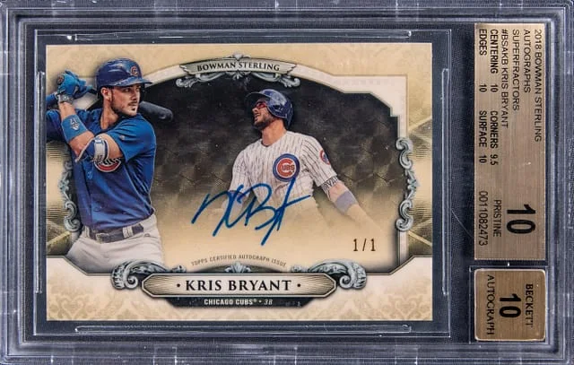 2018 Bowman Sterling Kris Bryant SuperFractor Autographs #BSA-KB card image