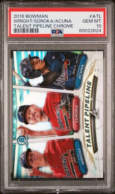 2018 Bowman Talent Pipeline Chrome Atl Kyle Wright/Mike Soroka/Ronald Acuna #no-number card image