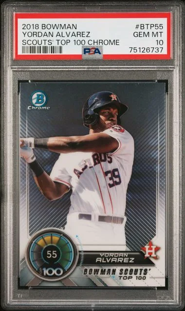 2018 Bowman Yordan Alvarez Scouts' Top 100 Chrome #BTP-55 card image