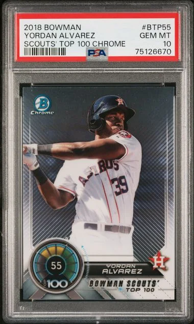 2018 Bowman Yordan Alvarez Scouts' Top 100 Chrome #Btp55 card image
