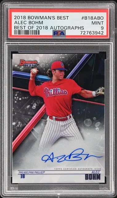 2018 Bowman's Best Alec Bohm Of 2018 Autographs #B18-ABO card image