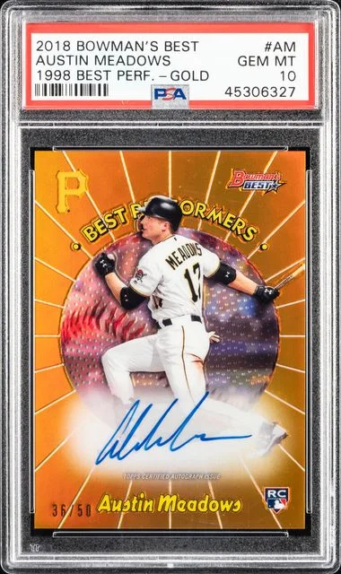 2018 Bowman's Best Austin Meadows 1998 Best Performers Gold #AM card image