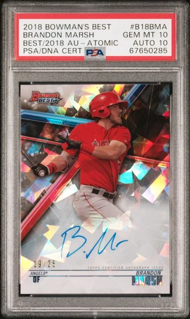 2018 Bowman's Best Autographs Atomic B18-BMA Brandon Marsh Of #2018 card image