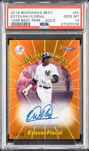 2018 Bowman's Best Estevan Florial 1998 Best Performers Gold #988PA-EF card image
