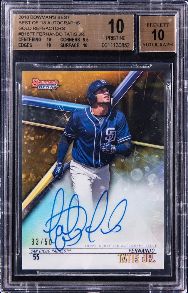 2018 Bowman's Best Fernando Tatis Jr. Best of '18 Autographs Gold Refractor #B18-FT card image