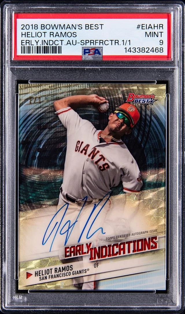 2018 Bowman's Best Heliot Ramos Early Indications Autographs SuperFractor #EIA-HR card image