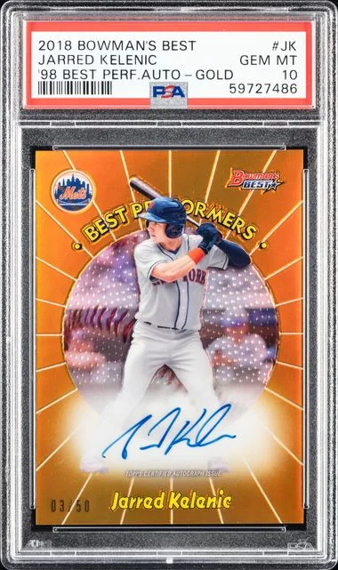 2018 Bowman's Best Jarred Kelenic 1998 Best Performers Autographs Gold #JK card image