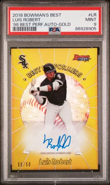 2018 Bowman's Best Luis Robert 1998 Best Performers Autographs Gold #LR card image