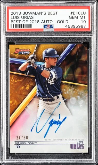 2018 Bowman's Best Luis Urias Best Of 2018 Autographs Gold #B18-LU card image