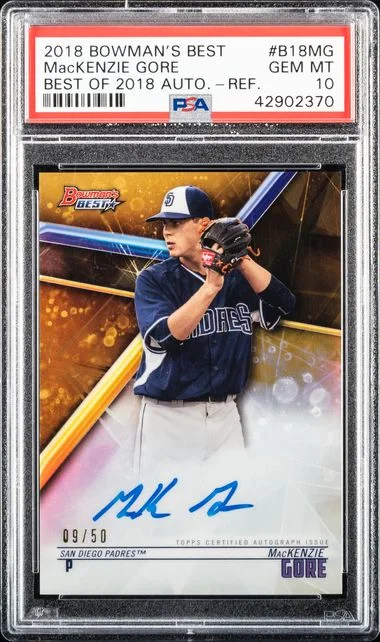 2018 Bowman's Best Mackenzie Gore Best Of 2018 Autographs Refractor #B18MG card image