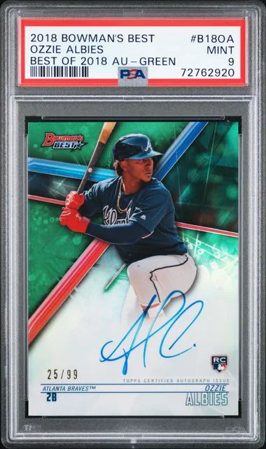 2018 Bowman's Best Ozzie Albies Best Of 2018 Autographs Green #B18-OA card image