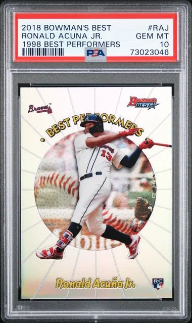 2018 Bowman's Best Ronald Acuna Jr. 98 Best Performers #98BP-RAJ card image