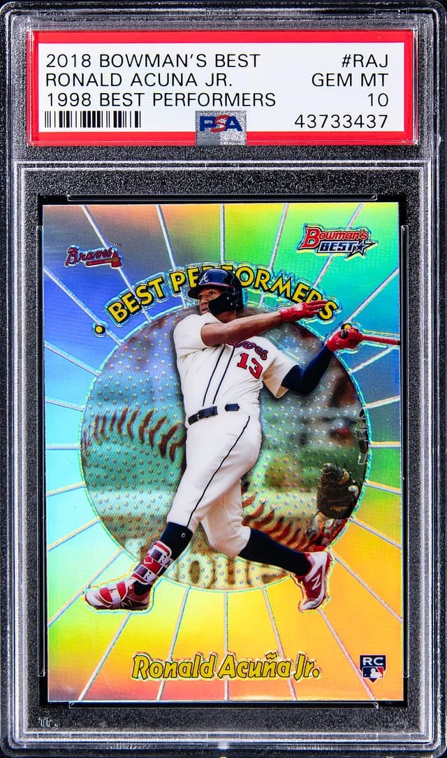 2018 Bowman's Best Ronald Acuna Jr 1998 Best Performers #98P-RAJ card image