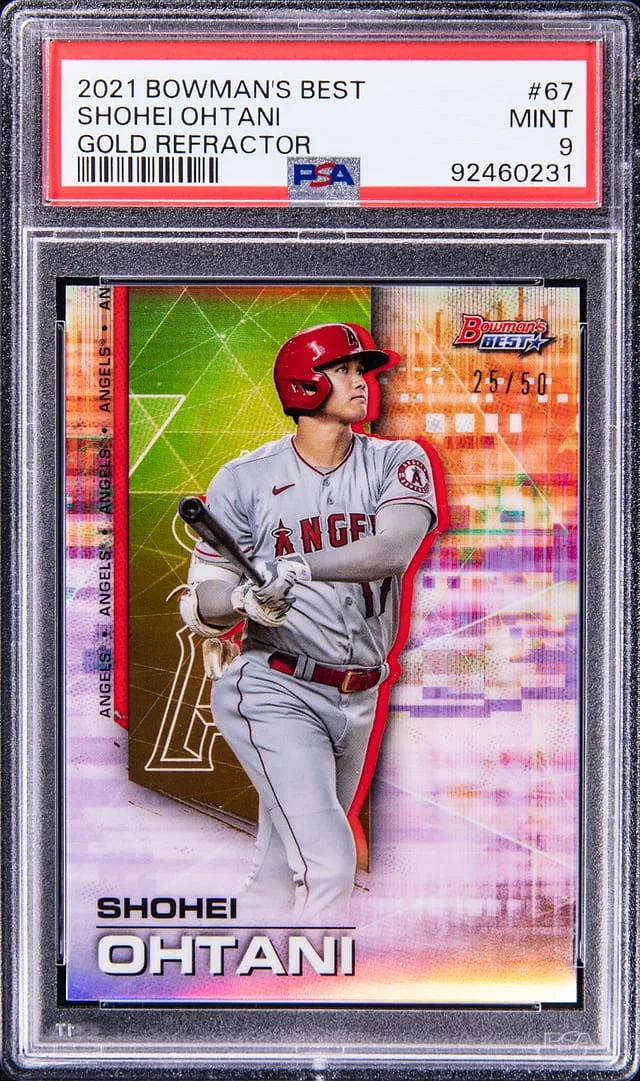 2018 Bowman's Best Shohei Ohtani Gold Refractor #67 card image
