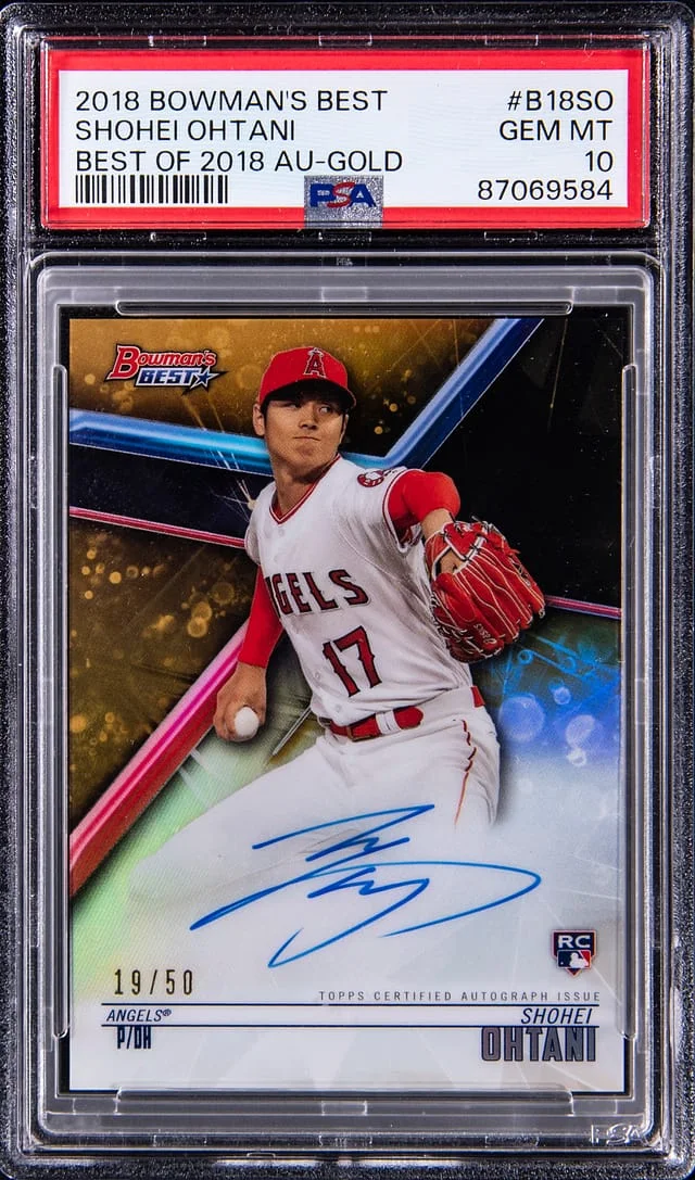 2018 Bowman's Best Shohei Ohtani of '18 Autographs Gold Refractor #B18-SO card image