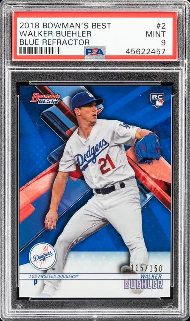 2018 Bowman's Best Walker Buehler Blue Refractor #2 card image