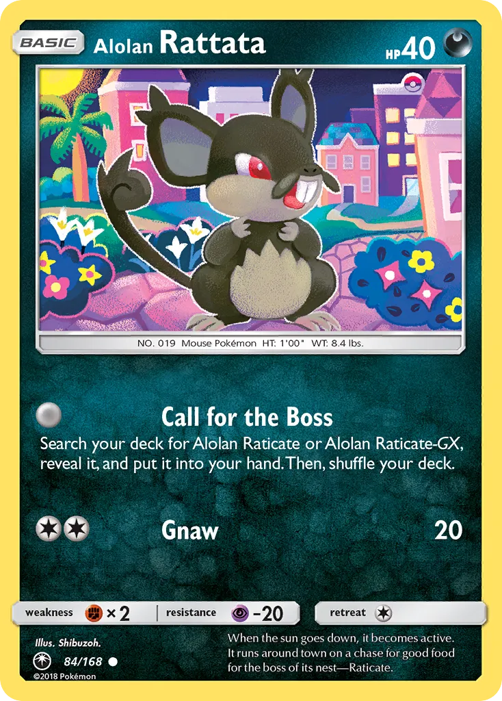 2018 Celestial Storm Alolan Rattata #084/168 Common card image