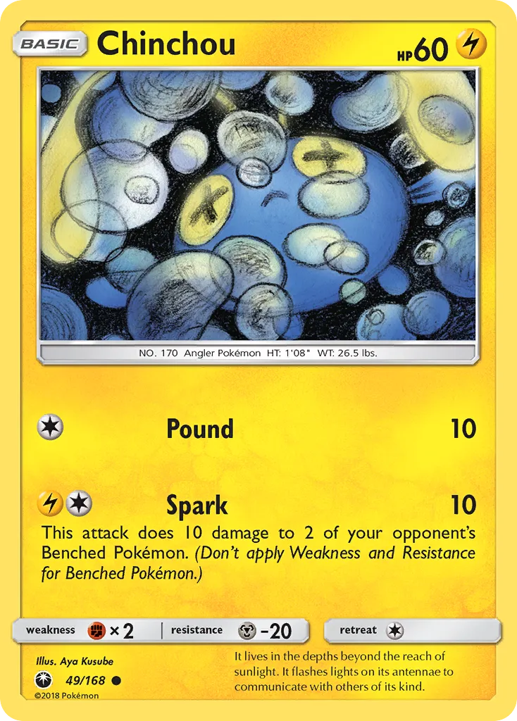 2018 Celestial Storm Chinchou Common #049/168 Common card image