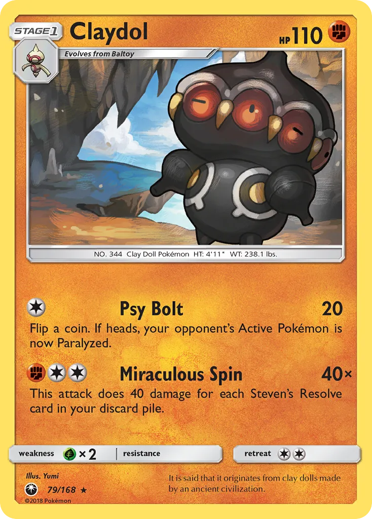 2018 Celestial Storm Claydol Rare #079/168 Rare card image